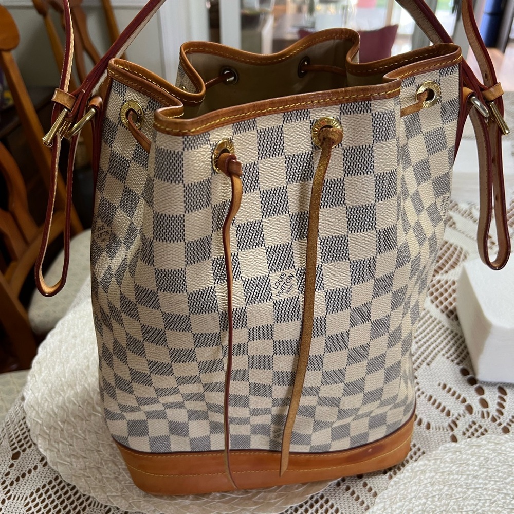 Louis Vuitton Checkered Bucket Bag - Brown and Cream